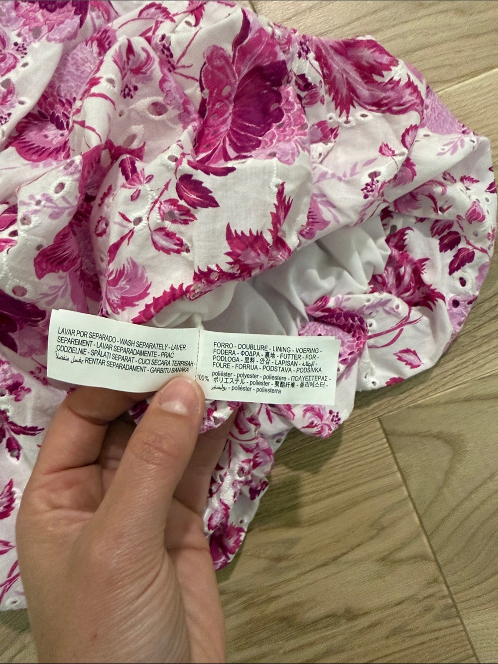 Zara White and Pink Floral Eyelet Spaghetti-Strap Top - Picture 8 of 10